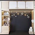 Modern Kids Wardrobe With Open Shelves Star Decor And Balloon Ornaments