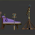 Elegant Decorative Interior With Purple Sofa Gold Accents Small Table Mirror Scepter And Brass Telescope