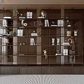 Modern Glass Shelf Bookcase With Wooden Base Decorative Items Books Plants And Doll