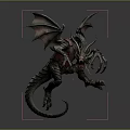 Mechanical Dragon Character As Mythical Creature 3D Model With Wings Sharp Claws And Open Mouth