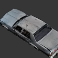 Rusty Abandoned Sedan Car With Open Hood And Damaged Body