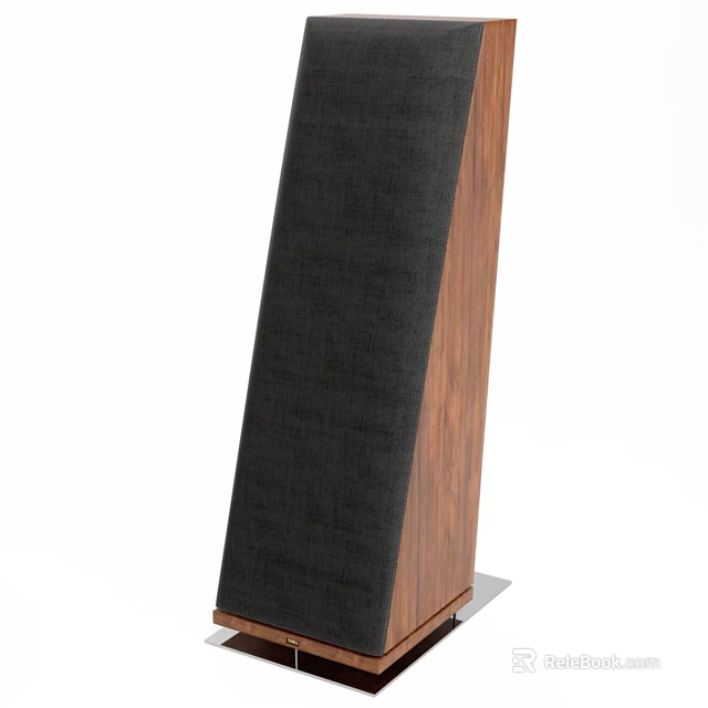 Floor Standing Speaker With Wooden Cabinet And Black Mesh Front Modern Design 3d model 