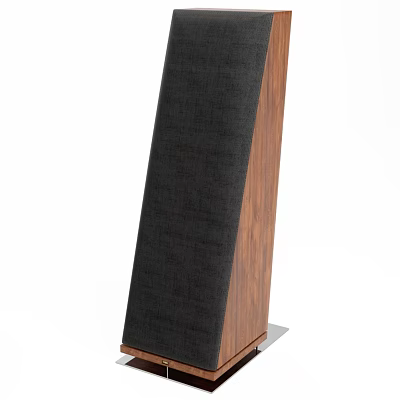 Floor Standing Speaker With Wooden Cabinet And Black Mesh Front Modern Design 3d model