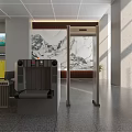 Modern Station Lobby With Luxurious Chandeliers Marble Counters Seats And Screens