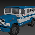 Blue And White Bank Security Truck Displaying Security And Bank Signage