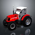 Red And White IMT Tractor With Large Wheels And Cab 3d model