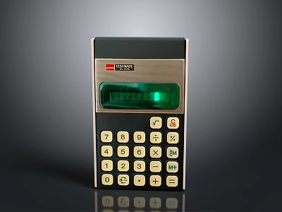 Vintage Electronic Calculator With Green Display And Number Buttons For Daily Use 3d model