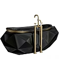 Black Geometric Cut Bathtub With Golden Faucet And Luxury Fixtures Design