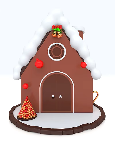 Modern Cartoon Building Cartoon Cute Three-dimensional Christmas Snow 3d model