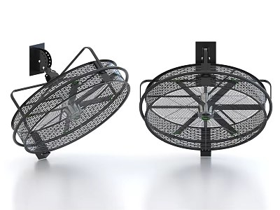 Two Wall Mounted Air Conditioner Fans With Metal Frame And Mesh Grille Design 3d model