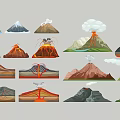 Scene of volcanic eruption smoking magma 3d model