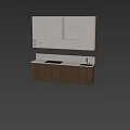 Sleek Modern Kitchen Cabinets With Neutral Tones And Stone Backsplash 3d model
