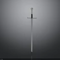 Medieval Style Sword With Silver Blade Black Hilt And Golden Pommel Design