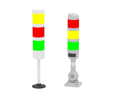 Traffic Signal Towers With Red Yellow Green Lights Standing And Adjustable Base 3d model