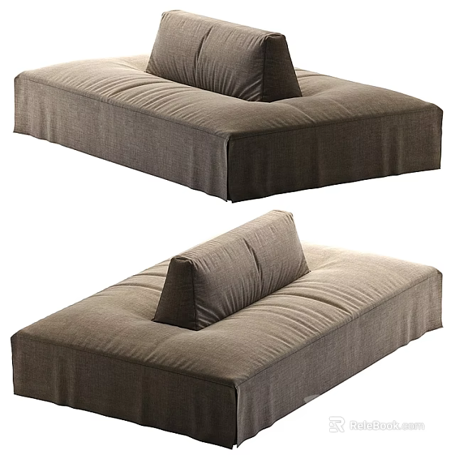Modern Sectional Sofa With Soft Linen Fabric Neutral Tone And Removable Cushions 3d model 