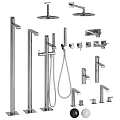 Complete Modern Shower System With Rainfall Head Handheld Sprayer And Faucet Handles
