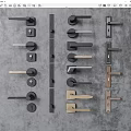 Stylish Modern Door Handles With Various Designs And Finishes On Gray Surface
