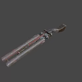 Rusty Double Barrel Shotgun With Metal Barrels Red Parts Wooden Stock And Worn Details