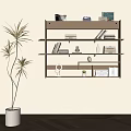 Log wall-mounted storage rack 3d model