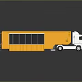 Yellow Mobile Food Truck With White Cab And Transparent Windows Platform