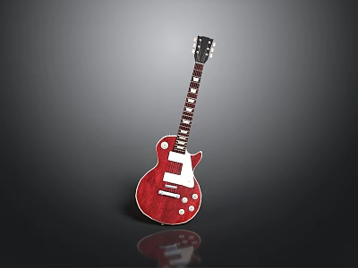 Red Electric Guitar With Black Neck And White Accents For Home Living 3d model