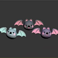 Cute Bat Dolls With Colorful Wings And Adorable Expressions In Cartoon Style