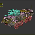 Military Armored Vehicle With Camouflage Paint Multiple Wheels And Top Mounted Weapons