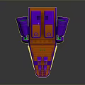 Futuristic 3D Spaceship Model With Purple Orange Body And Green Accents
