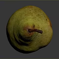 Fresh Ripe Pear With Yellow Green Skin And Brown Spots On Dark Background
