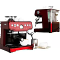 Red Coffee Maker Kitchen Appliance Featuring Milk Jug Cups And Modern Design 3d model