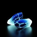 Game Movie Character With Glowing Blue Cracked Crystal Props On Black Background