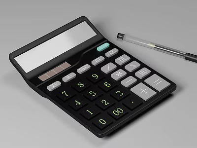 Essential Office Appliances Desktop Calculator And Ballpoint Pen For Office Workspace 3d model