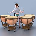 Modern Woman Musical Instruments Playing Percussion Solo Playing Drums Playing Drums Instruments 3d model