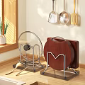 Kitchen Metal Cutting Board Holders With Wooden Transparent Boards Wall Utensils And Plant