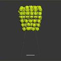 Metal Basket With Yellow Tennis Balls And Red Label On Metal Stand