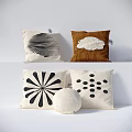 Brown And Black White Decorative Pillows With Stripe Cloud Radial Polka Dot Spherical Designs