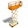 Orange Mobile Scissor Lift Elevator With Guardrail Platform For Aerial Work 3d model