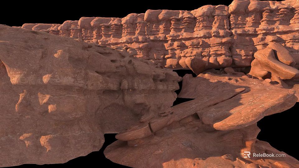 Rustic Outdoor Space Featuring Natural Stone Formations And Weathered Wood Elements In Scenic Setting 3d model