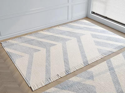 Square Area Rug With Chevron Pattern In Bright Room 3d model