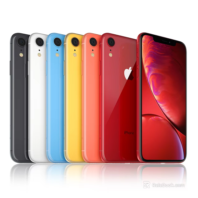 Apple iPhone Smartphones With Multiple Color Options And Red Display Design 3d model 