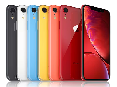 Apple iPhone Smartphones With Multiple Color Options And Red Display Design 3d model