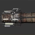 Industrial Cylindrical Equipment With Complex Metal Pipes Mechanical Components And Rusty Surface