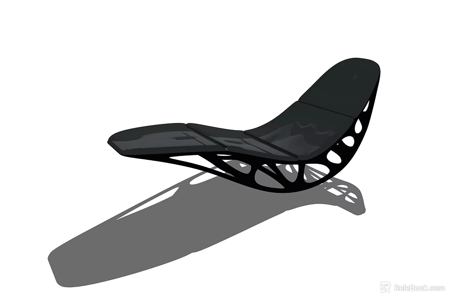 Modern Black Lounge Chair With Unique Openwork Frame And Sleek Design 3d model 