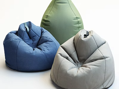 Comfortable Blue Green Gray Bean Bag Chairs For Modern Living Room Decor 3d model