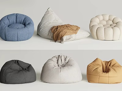 Various Styles And Colors Of Comfortable Bean Bag Chairs For Living Room 3d model