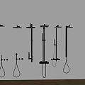 Modern Black Shower Systems Including Rain Heads Handheld Sprayers and Columns 3d model