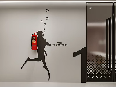 Interior Wall Decor With Diver Silhouette And Fire Extinguisher 3d model Interior Wall Decor With Diver Silhouette And Fire Extinguisher 3d model
