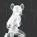 Cartoon Mouse With Big Ears Black Short Hair Purple Jacket Mesh Choker Reaching Hand