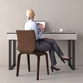 Modern Home Office Desk Setup With Woman Working on Laptop White Cup and Documents