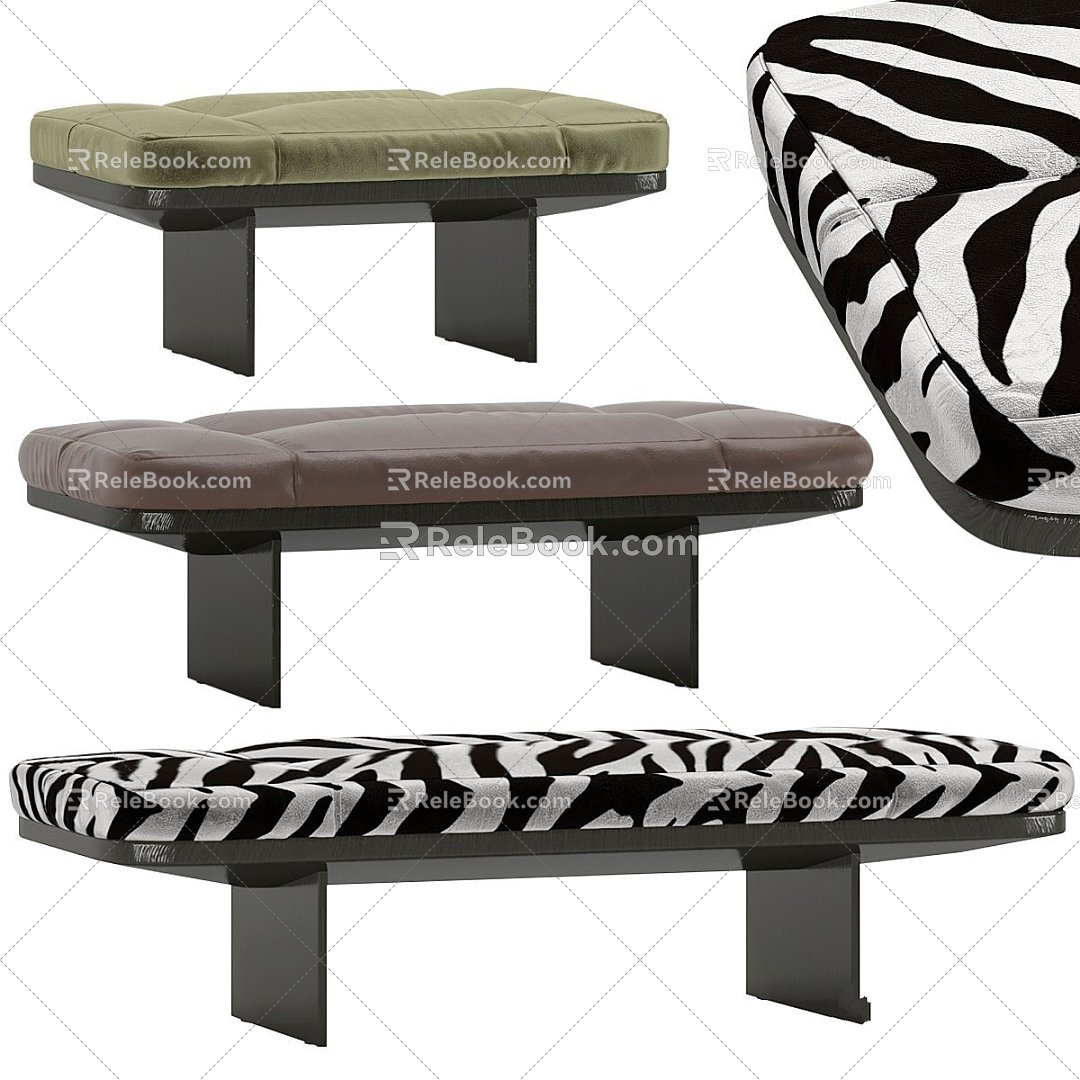 Modern Sofa Stool Zebra Corner Bend Soft Folding 3d model